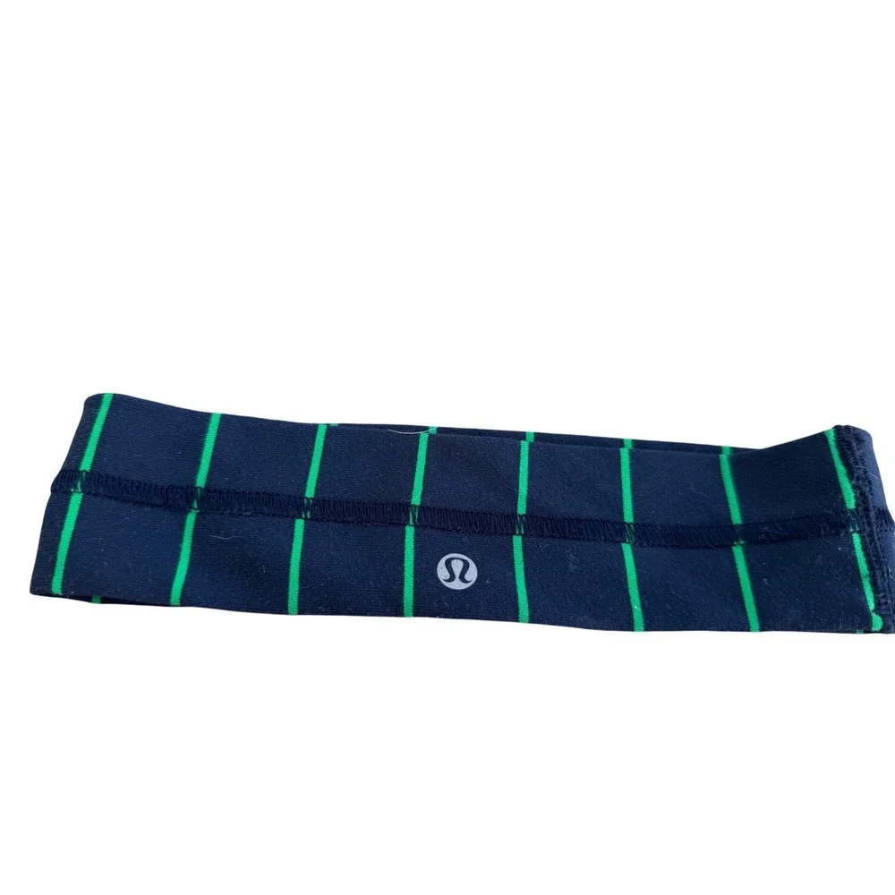 Lululemon Nike Sport Headband Lot Navy Green Striped Pink Orange 2 Piece Set OS